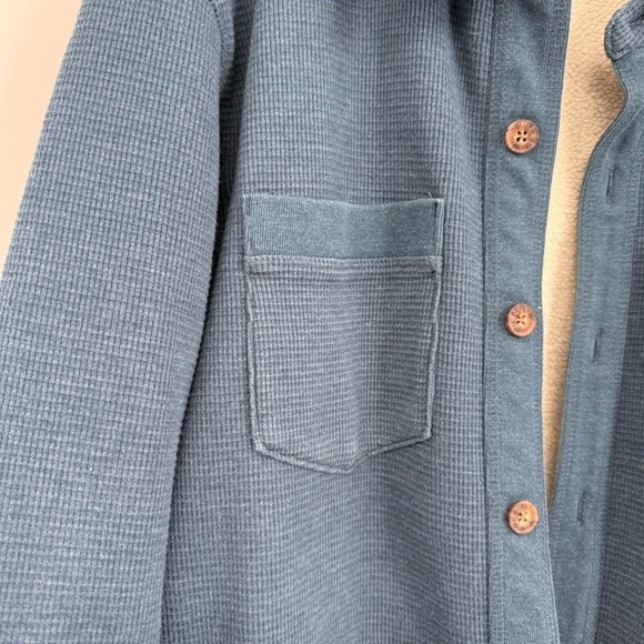 Duluth Trading Shirt Jacket Mens Size M Fleece Lined Blue Button Burly Shacket - Picture 9 of 15